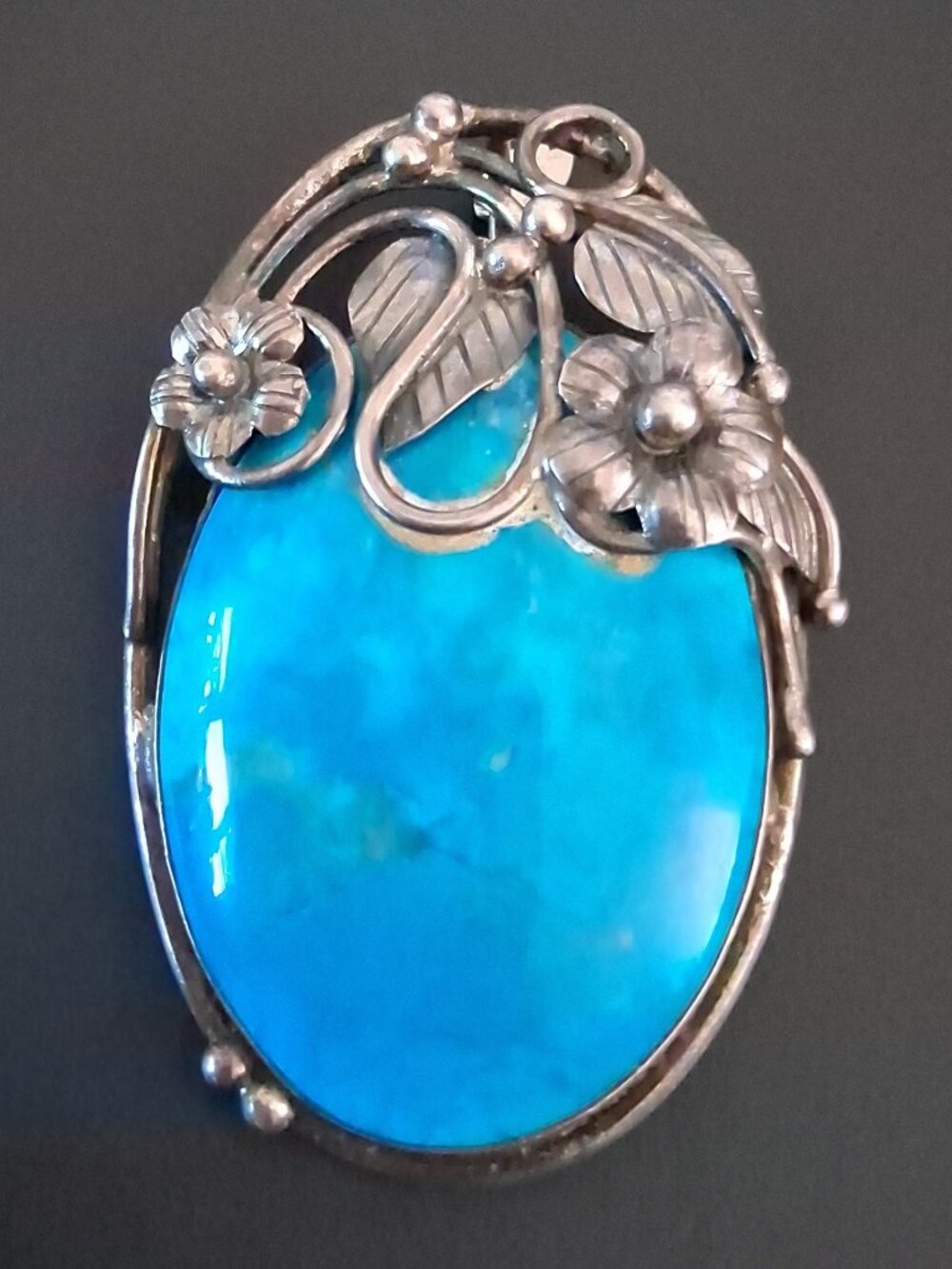 Vintage Turquoise Sterling Silver~925~Brooch or Pendant, Sterling Silver SSP 925